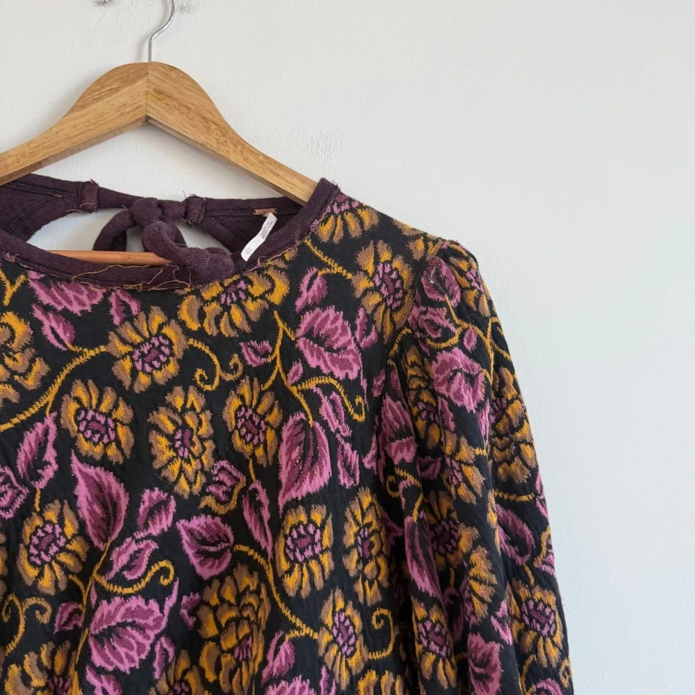 Free People No Ordinary Top Tapestry Print Long Sleeve Size XS